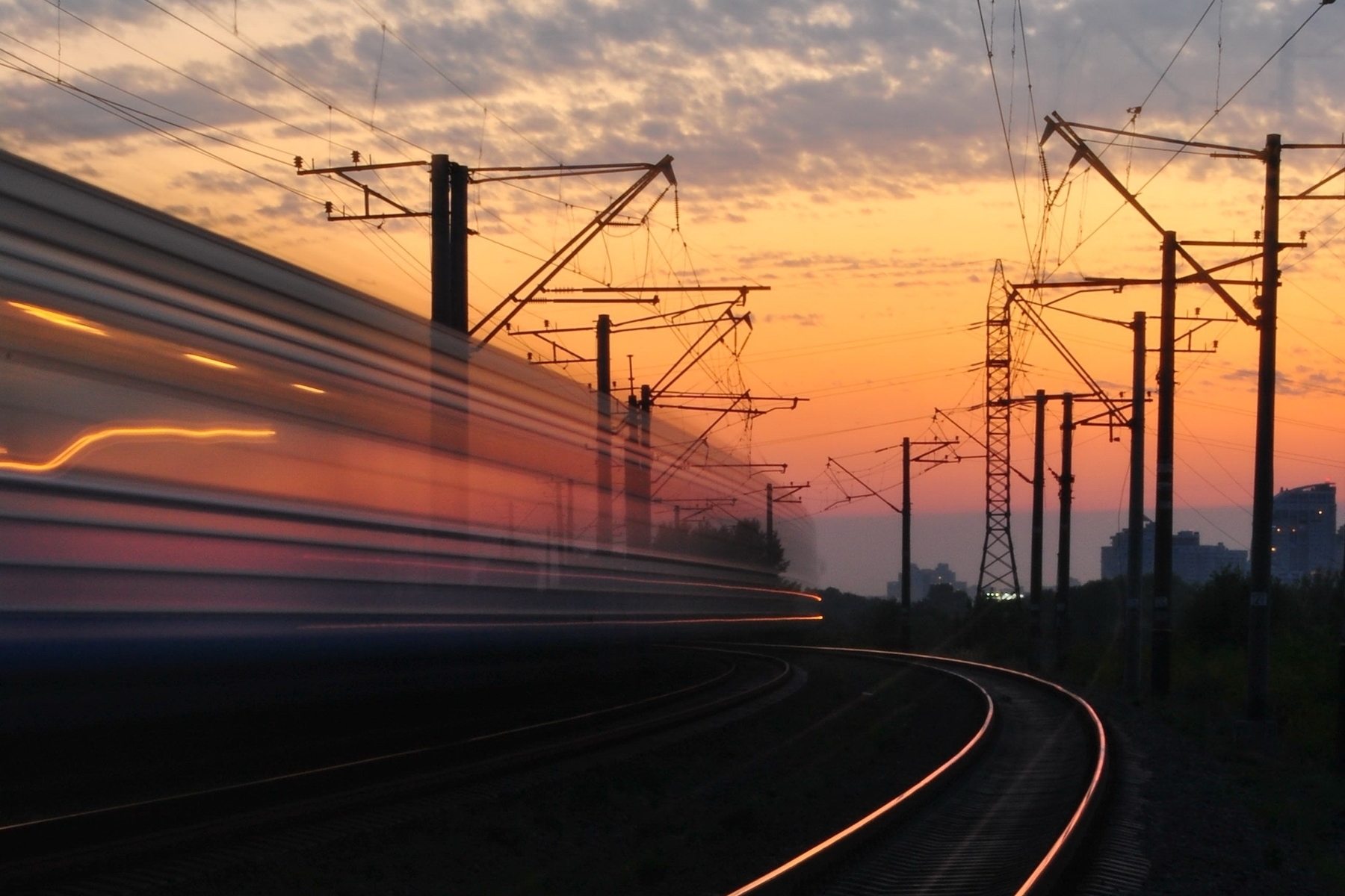 Train moving through station